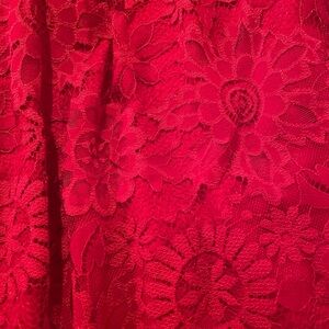 Red lace maxi skirt